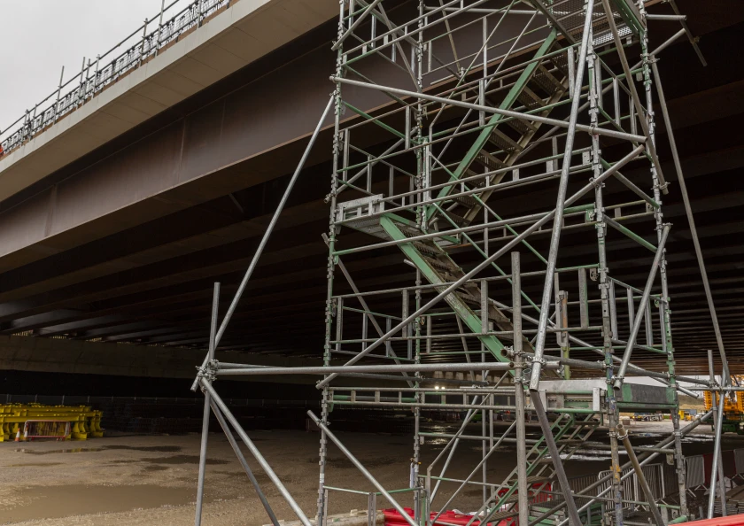 Generation Stair Tower in use at HS2's Turweston Green Bridge.