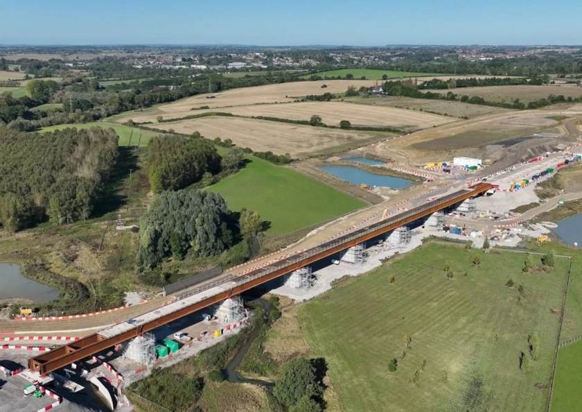 Construction of HS2's Westbury Viaduct. Barriers, scaffolding, and edge protection supplied by Altrad Generation Northampton.