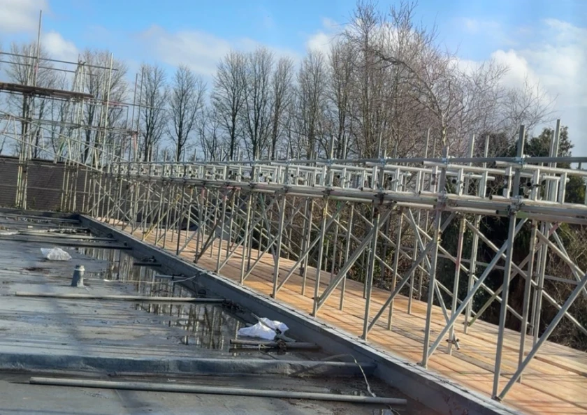Scaffolding for Bro Cerwyn Centre roof refurbishment